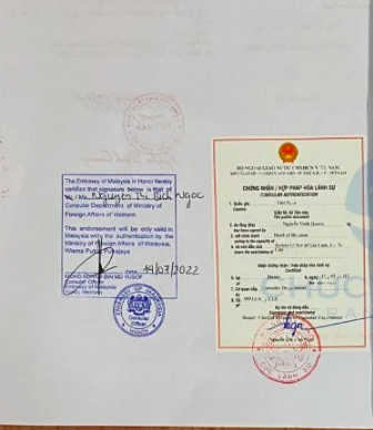 HỢP PHÁP HOÁ LÃNH SỰ MALAYSIA