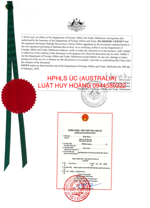 DỊCH VỤ HỢP PHÁP HOÁ LÃNH SỰ ÚC (AUSTRALIA)