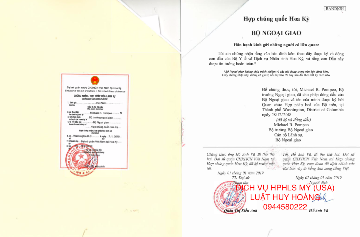 DỊCH VỤ HỢP PHÁP HOÁ LÃNH SỰ MỸ (USA), HỢP PHÁP HOÁ LÃNH SỰ MỸ (USA)