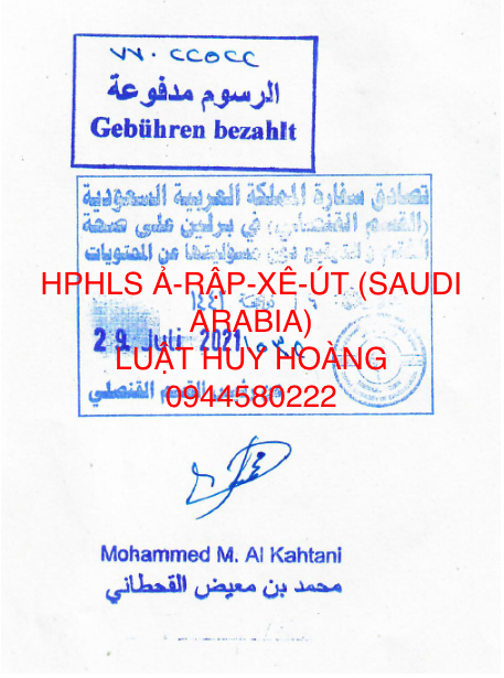 DỊCH VỤ HỢP PHÁP HOÁ LÃNH SỰ Ả-RẬP-XÊ-ÚT (SAUDI ARABIA)