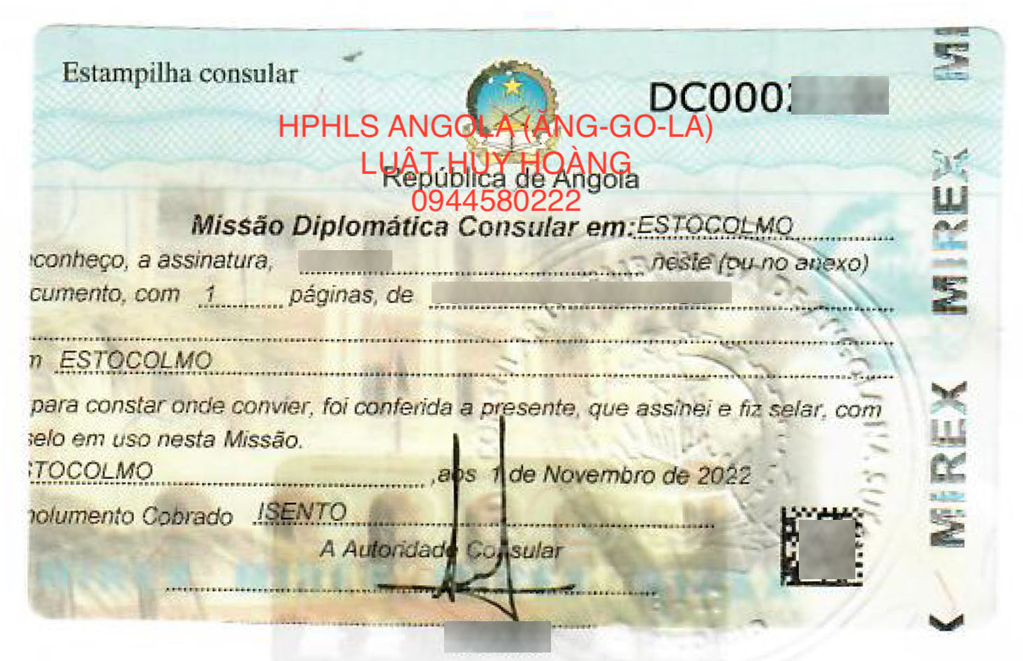 DỊCH VỤ HỢP PHÁP HOÁ LÃNH SỰ ANGOLA (ĂNG-GO-LA), HỢP PHÁP HOÁ LÃNH SỰ ANGOLA (ĂNG-GO-LA)