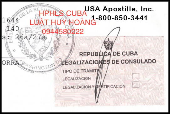 DỊCH VỤ HỢP PHÁP HOÁ LÃNH SỰ CUBA, HỢP PHÁP HOÁ LÃNH SỰ CUBA