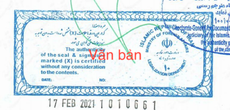 DỊCH VỤ HỢP PHÁP HOÁ LÃNH SỰ IRAN