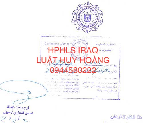 DỊCH VỤ HỢP PHÁP HOÁ LÃNH SỰ IRAQ