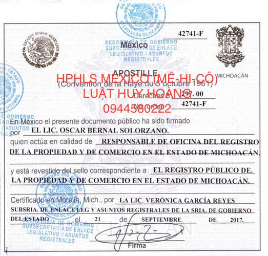 DỊCH VỤ HỢP PHÁP HOÁ LÃNH SỰ MEXICO (MÊ-HI-CÔ), HỢP PHÁP HOÁ LÃNH SỰ MEXICO (MÊ-HI-CÔ)