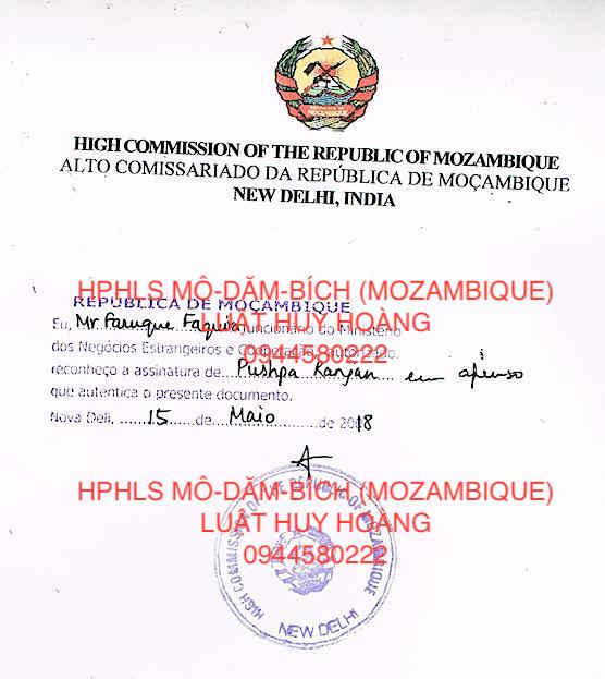 DỊCH VỤ HỢP PHÁP HOÁ LÃNH SỰ MÔ-DĂM-BÍCH (MOZAMBIQUE)