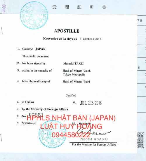 HỢP PHÁP HOÁ LÃNH SỰ NHẬT BẢN (JAPAN)
