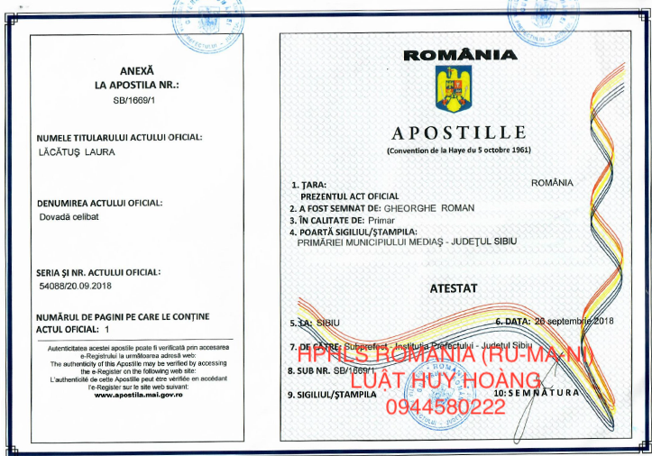 DỊCH VỤ HỢP PHÁP HOÁ LÃNH SỰ ROMANIA (RU-MA-NI), HỢP PHÁP HOÁ LÃNH SỰ ROMANIA (RU-MA-NI)