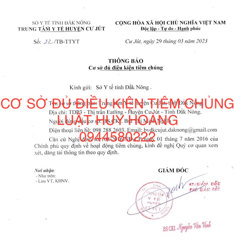 ĐIỀU KIỆN, THỦ TỤC KINH DOANH CƠ SỞ DỊCH VỤ TIÊM CHỦNG