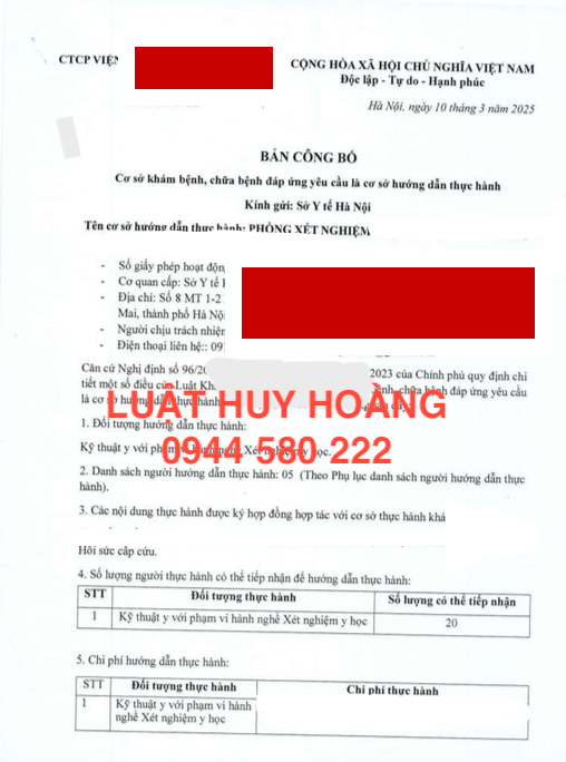 DỊCH VỤ THỦ TỤC CÔNG BỐ CƠ SỞ ĐÁP ỨNG YÊU CẦU HƯỚNG DẪN THỰC HÀNH